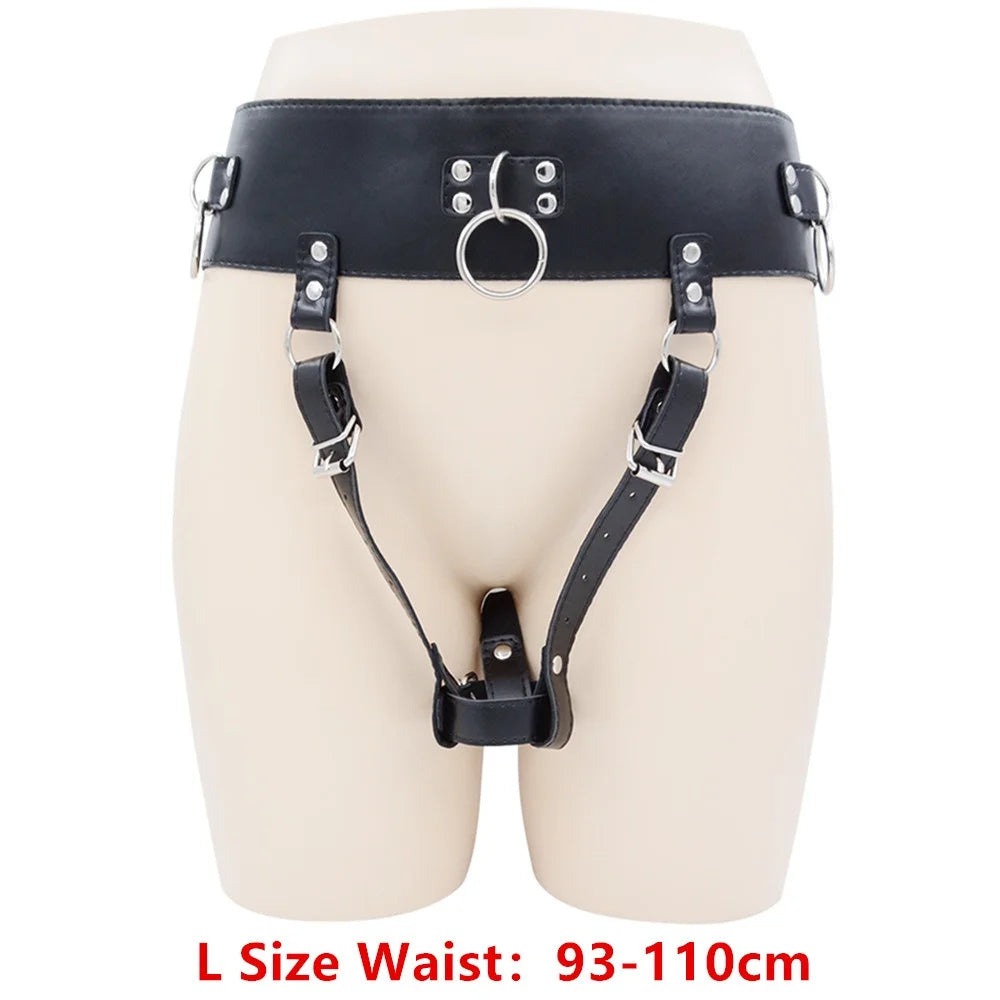 Adjustable Chastity Devices Harness Leather Sexy Belt Female Masturbator Leather Penis Bondage BDSM Restraints Sex Toys Adults