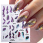 1PCS Marbled Nail Sticker 3D Abstract Lines Sticker Nail Art Supplies Nail Decals Y2K Laser Butterfly Ladies Nail Art Decoration