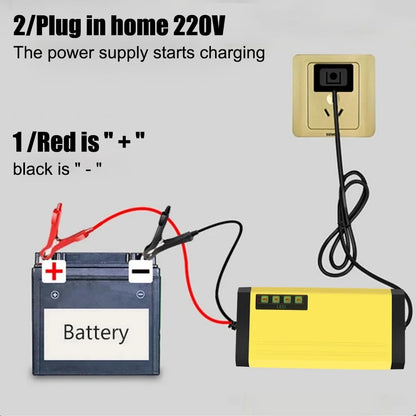 Car Battery Charger 12V 2A 220V Power Puls Repair Charger Wet Dry Lead Acid Battery LED Display Moto Truck Battery Charger