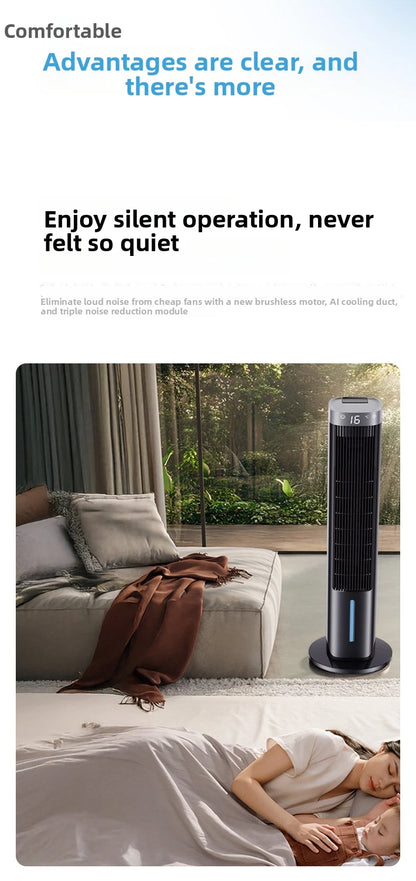 Portable Air Conditioner Fan, Personal Evaporative Cooler with Water Tank & Ice Pack, Quiet 3-Speed Tower Cooling Fan Mobile