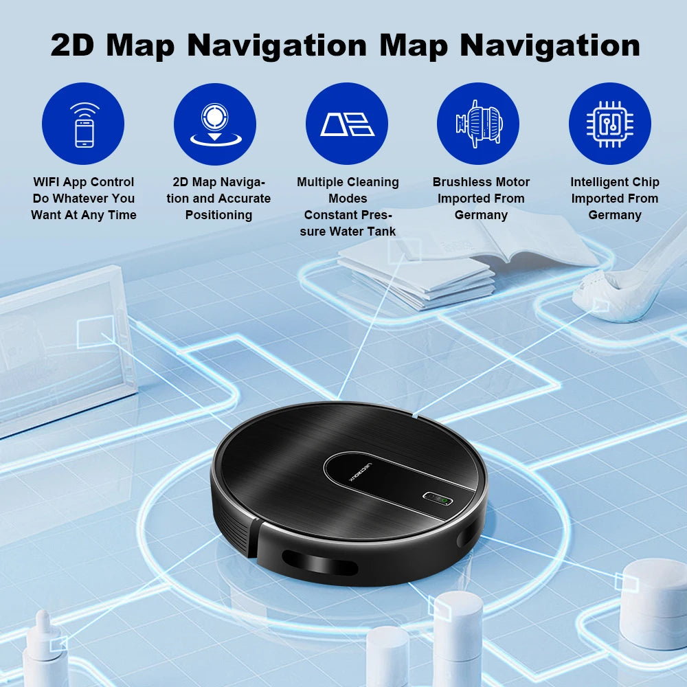 Robot Vacuum Cleaner LIECTROUX N7S-U,Smart Mapping,WiFi App,6KPa,5200MAH ,Brushless Motor,Ideal for Pet Hair