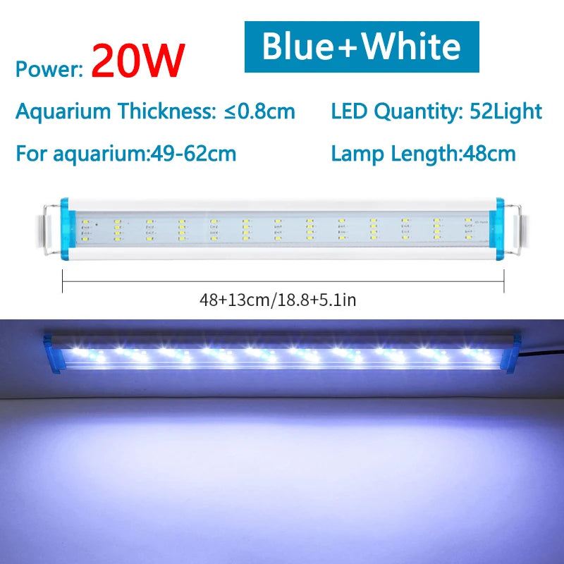 Extensible Waterproof Clip on Lamp For Fish Tank Super Slim Fish Tank Aquatic Plant Grow Aquarium LED Light 18-58cm 220V