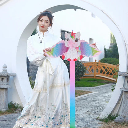 Yongjian Pink Unicorn Kite, a small kite ideal for beginners, easy to fly, comes with a 50-meter kite line