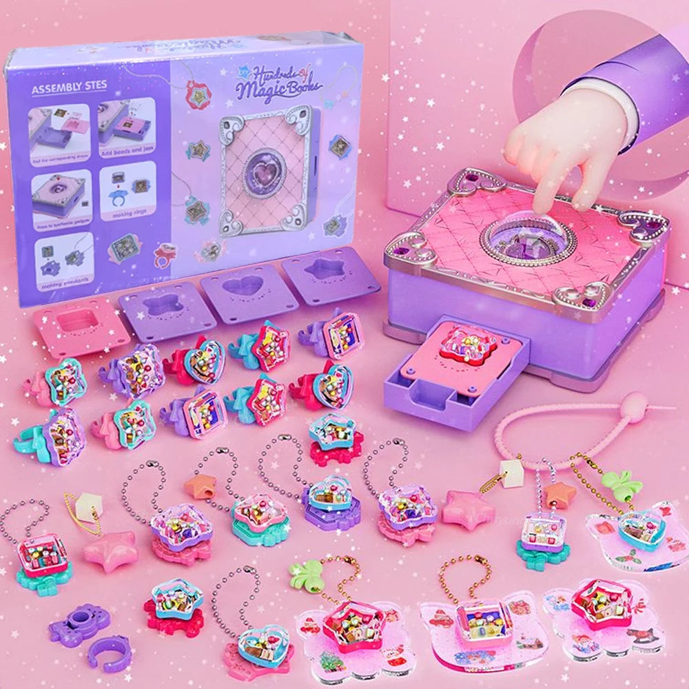 Chriyungel DIY Jewelry Making Kit for Girls 3D Magic Bracelets Rings Keychains Creative Craft Box Set Xmas Birthday Gift for Kid