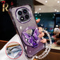 Glitter Butterfly Mirror Crystal Bracelet Case For Xiaomi Redmi Note 15 15C 14 14C 13 13C 12 11 Pro Plus 4G 5G Shockproof Cover