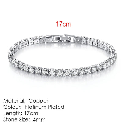 Fashion Multicolor Tennis Bracelet for Women 2.5/3/4/5mm Zirconia Charm Designer Tennis Chain Men Bracelet Wedding Jewelry KC128