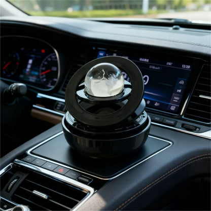 Solar Car Air Freshener Diffuser, Rotating Planet Ornament with Aromatherapy, Auto Dashboard Perfume Scented Gift for Vehicle