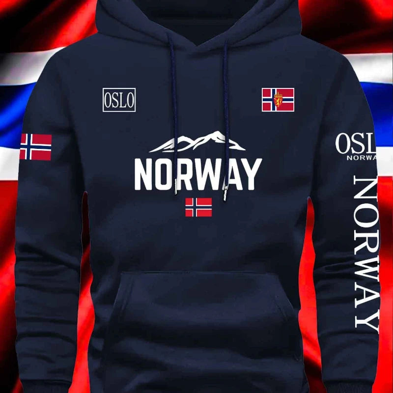 Norwegian Print Best-selling New Men Women Hooded Sweatshirt Autumn Winter Daily Outdoor Vacation Fitness Casual Warm Sportswear