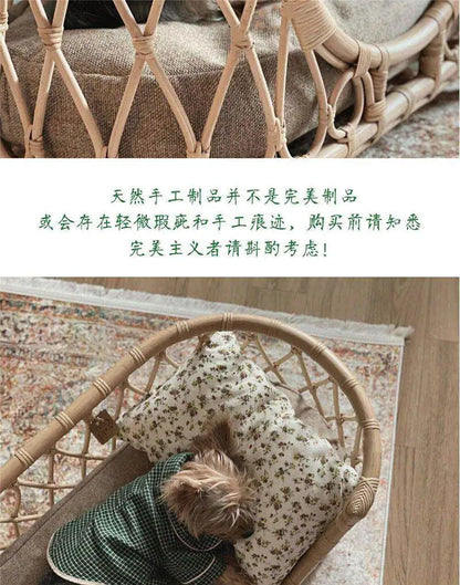 Natural Rattan Artist Pet Bed Weaving Princess Light Luxury Pet Bed Japanese Vintage Pet Products Haustierbett XY40CWC