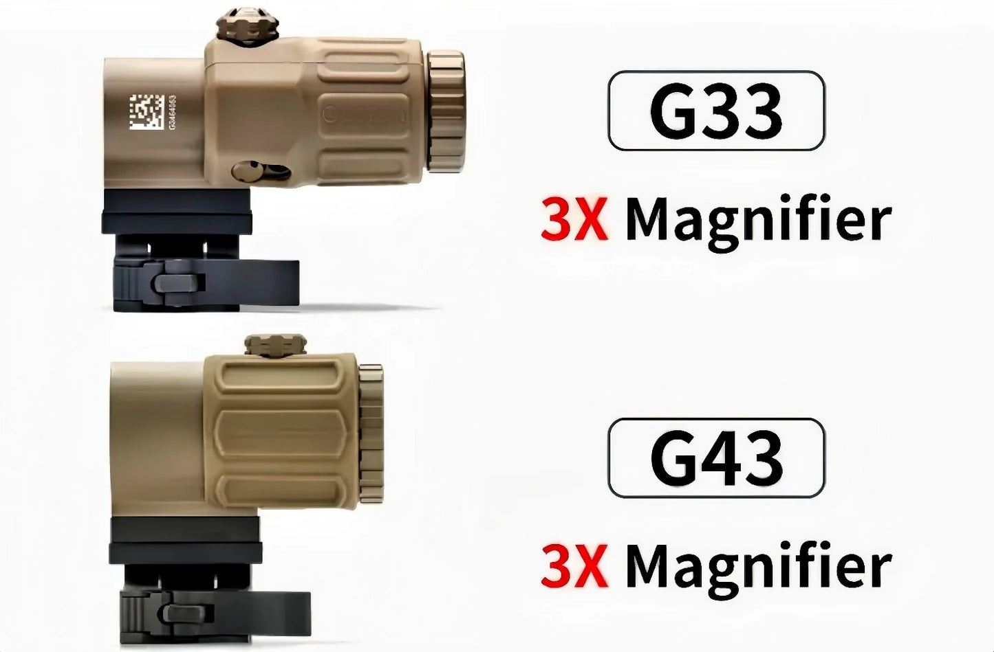 Tactical  G33 G43 G45 Sight Fixed 3X 5X Magnifier Scope with Quick Disassembly and Flipping for Airsoft Hunting Collimator