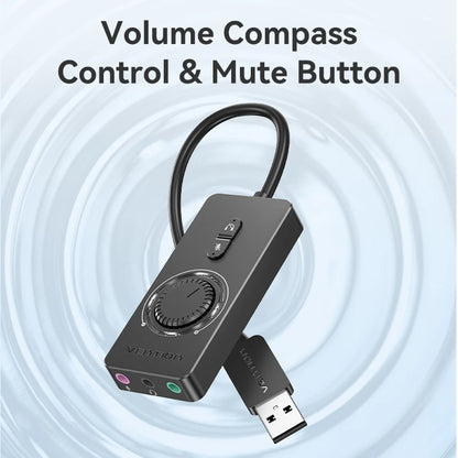 Vention USB External Sound Card USB to 3.5mm Audio Adapter USB to Earphone Microphone for Macbook Computer Laptop PS4 Sound Card
