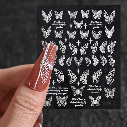 5D Hibiscus Flower Nail Embossed Sticker Acrylic Pink White Gold Petal Leaf Adhesive Decal Butterfly Dragon Floral Elegant Decor