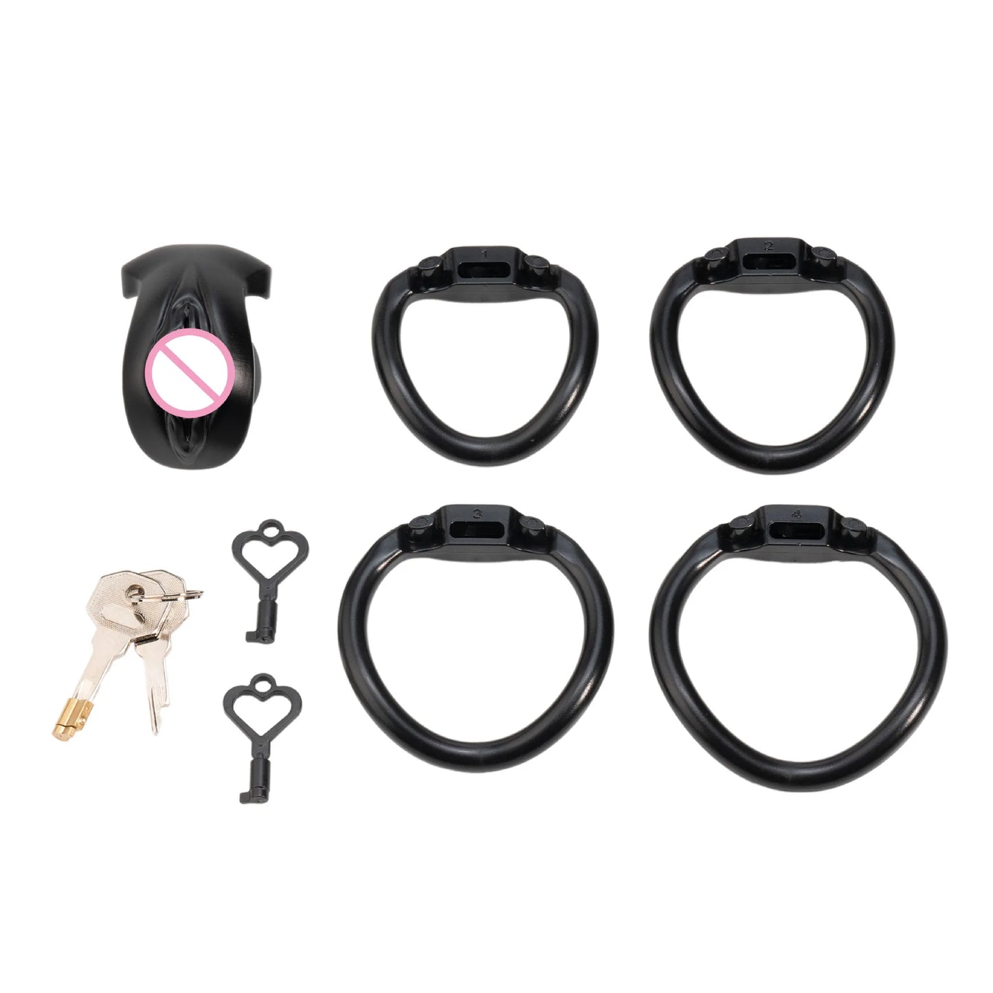 Realistic Vagina Chastity Cage Negative Cock Cage with 4 Size Rings Sissy Love Lock Mini BDSM Penis Abstinence Adults Sex Toys