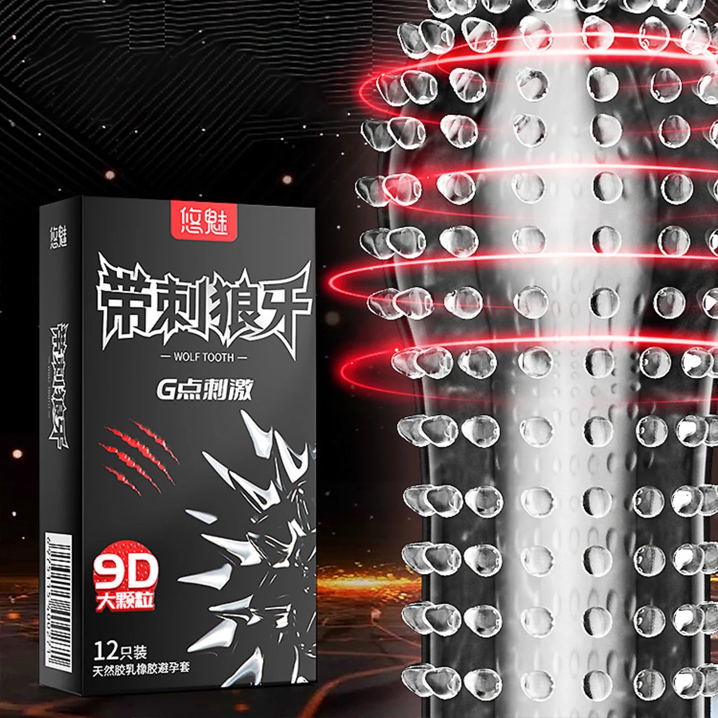 10/12PCS Erotic Condom Ice and Hot Feeling Big Particles Spikes Condom G Point Stimulation Sexshop Contraception for Men Sex Toy
