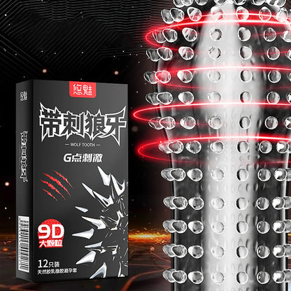 10/12PCS Erotic Condom Ice and Hot Feeling Big Particles Spikes Condom G Point Stimulation Sexshop Contraception for Men Sex Toy