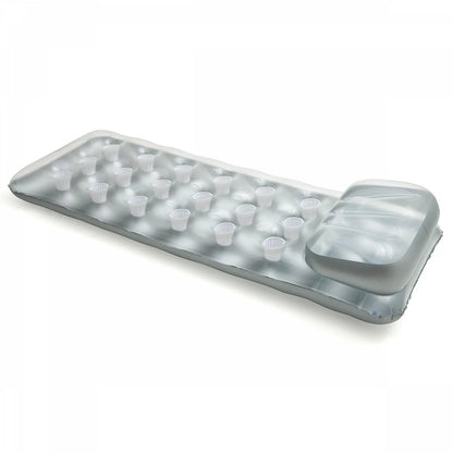 Inflatable Floating Pool Mattress with Integrated Pillow and Cup Holder, Durable Pvc Material, Sunbathing Float