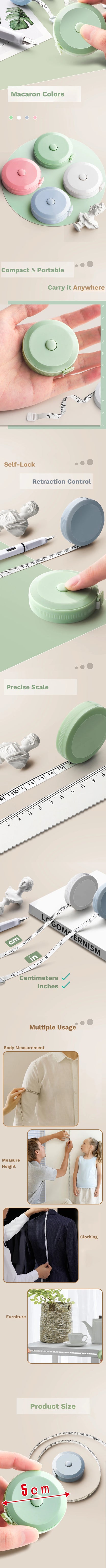 2 Meter Soft Tape Measure Scale Body Sewing Flexible Tailor Ruler Centimeter Inch Portable Retractable Self-Lock Measuring Tape