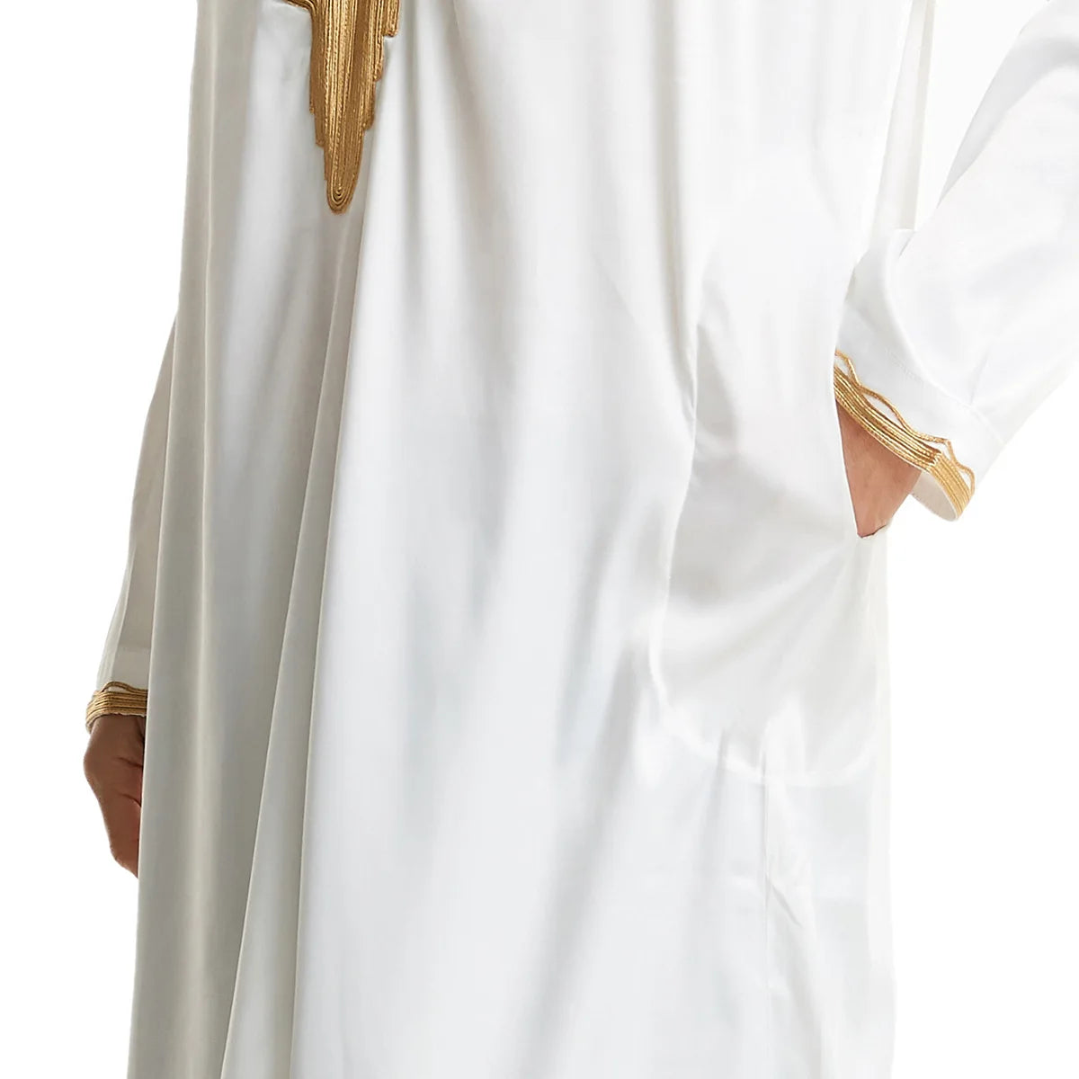 Muslim Men Clothing Kaftan Robes Long Sleeves Stand Collar Eid Thobe Kurta Arab Turkish Dress Dubai Islam Habit Ethnic Leisure