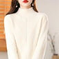 Women 100% Cotton Knit Sweater Half-high Collar Stripe Pullover Autumn Winter Thickened Bottoming Clothing Casual Knitted Tops