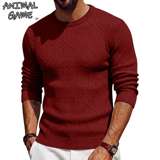 Luxury Knite Crew Neck Sweater Man Cable Long Sleeve Pullover Casual Knitted Shirts Work Jumper Spring Mens Coats Autumn Tops