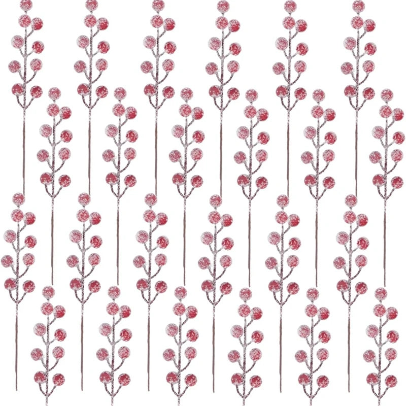 5/10Pcs Chritsmas Decoration Snowflake Red Berry Branche Chritsmas Tree Pendant for Home Decor Xmas New Year 2025 Gift Accessory