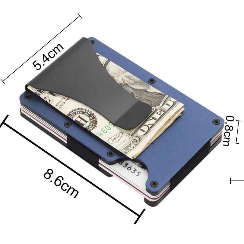 Minimalist Slim RFID Blocking Wallet For Men - Light Weight, Durable & Compact- Aluminum Wallet With Money Clip (Black）