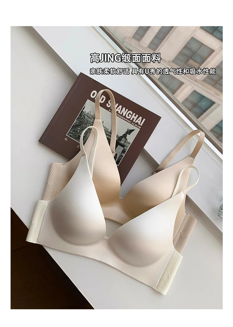 Satin Bralette Slip for Small Bust Women Seamless One Piece Wireless Support Anti Sagging Comfort Everyday S-XL MOYISU Sexy AB