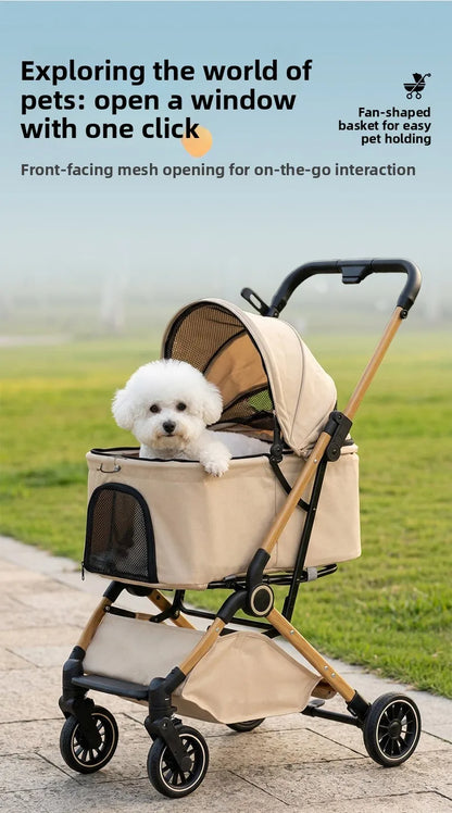 Pet Stroller One Button Foldable Cat Dog Outdoor Travel Cross Border Pet Stroller Pet Trolley Stroller for Dog Puppy Stroller