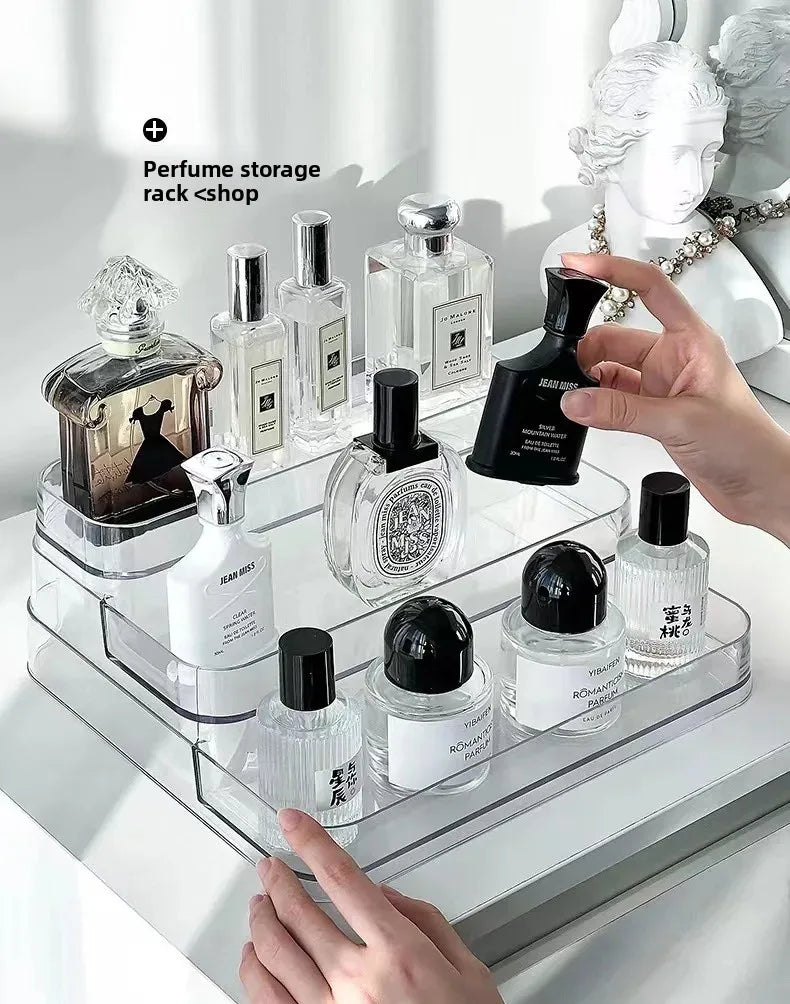 Luxurious Multi-Layer Acrylic Cosmetic Storage Box Display Stand Transparent Desktop Perfume Organizer Jewelry Accessories Holde