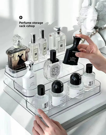 Luxurious Multi-Layer Acrylic Cosmetic Storage Box Display Stand Transparent Desktop Perfume Organizer Jewelry Accessories Holde