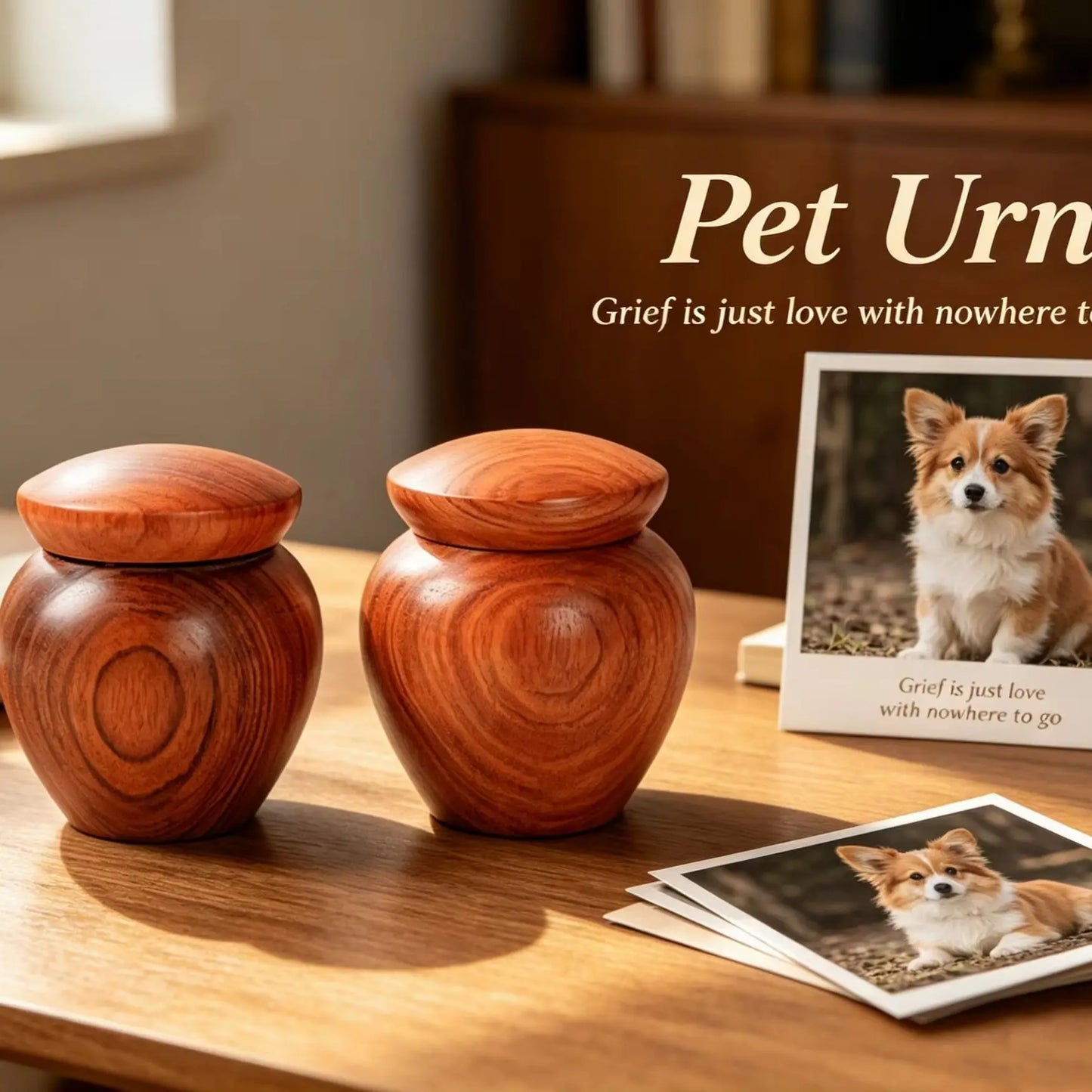 G4 Handmade Solid Wood Pet Urn Box Keepsake with Secure Seal Natural Memorial Storage for Dog Cat Ashes Hair Gift for Pet Lovers