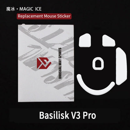 UnusualWaySports Mouse Skates Feet Basilisk V3 Pro Cambered Surface PTFE Anti Collapse Magic Ice Silver Fox