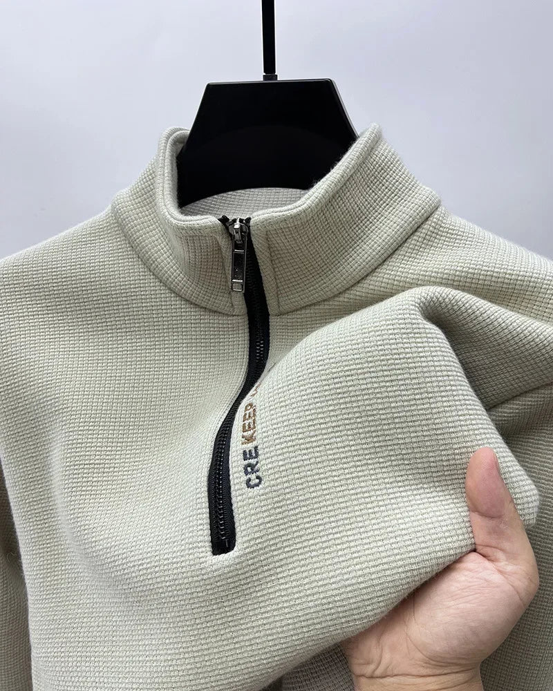 Men's Knitwear Solid Color Chunky Half Zipper Thickening Sweater Warm Sweater Fashion Luxury Men's Clothing Turtleneck Sweater