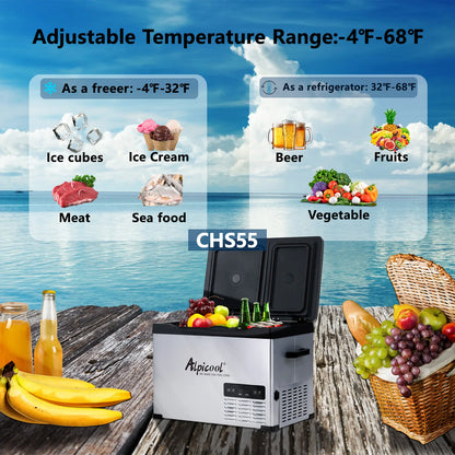 Alpicool CHS45 32L Compressor Cool Box 12 V Portable Fridge Electric Freezer Box Small Freezer for Car Camping, -20°C to 20°C,