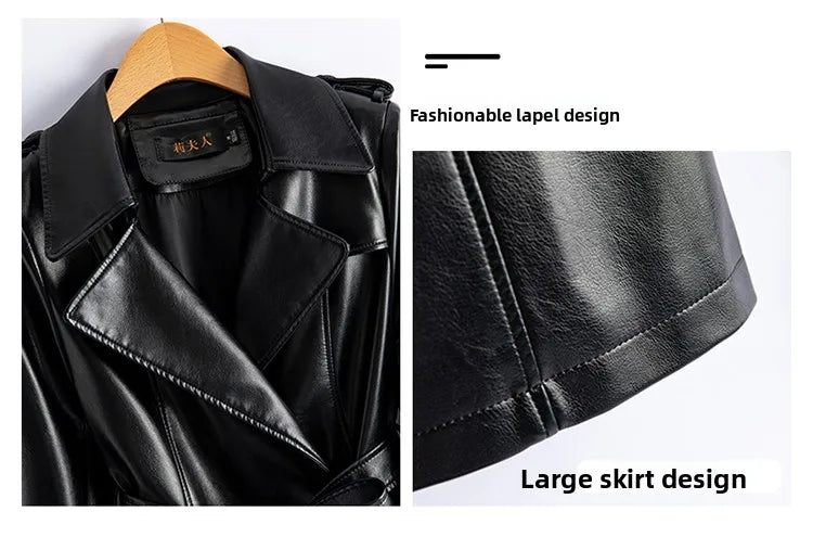 Real Leather Sheepskin Coat Women's Mid-Length Stylish Slimming Autumn Winter New Korean Style Coat Over-Knee Outerwear