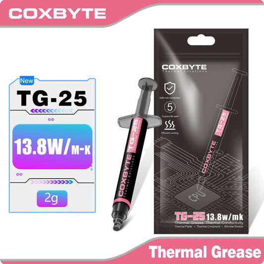 Coxbyte TG-25 Thermal Paste Processor 2g 13.8W/M-k For CPU GPU PS4 MCU HeatSink Cooling Cooler Thermal Compound Silicone Grease