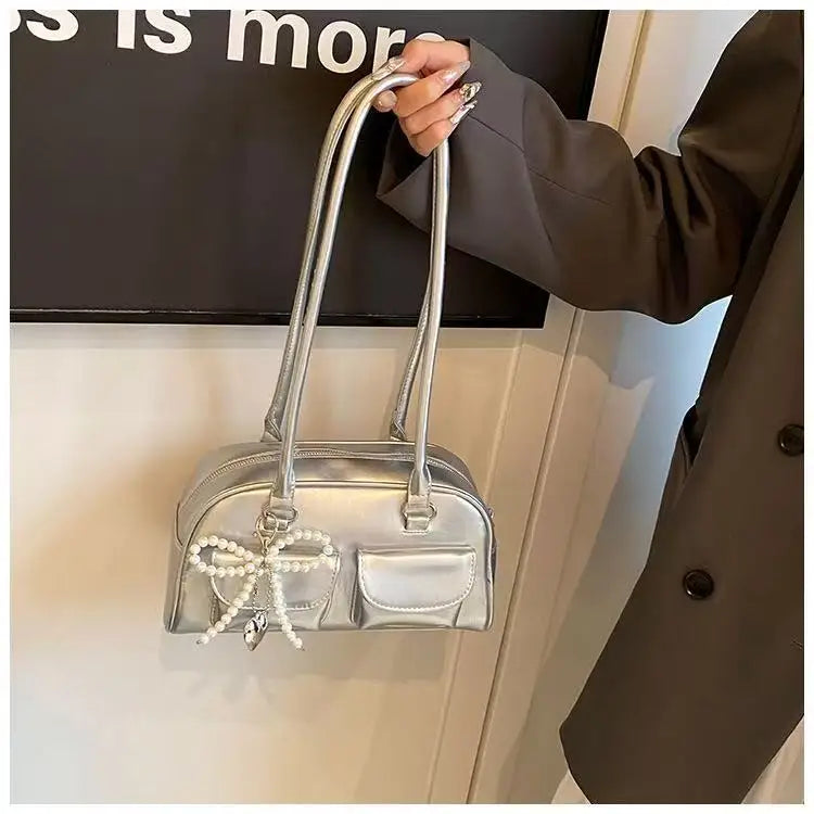 Fashionable Underarm Bow Bag for Women 2024 Korean Edition New Simple Leisure Pillow Bag Trendy Versatile Shoulder Bag