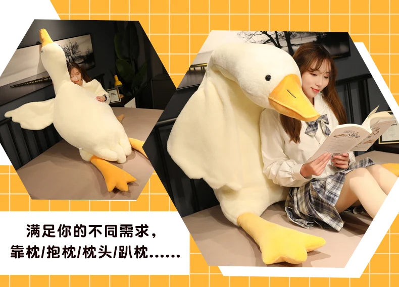 50-190cm Large Brown Hug Stuffed Animal Duck Kawaii Giant Goose Plush Toy Sleeping Pillow Big Soft Doll Party Gift for Boy Girls