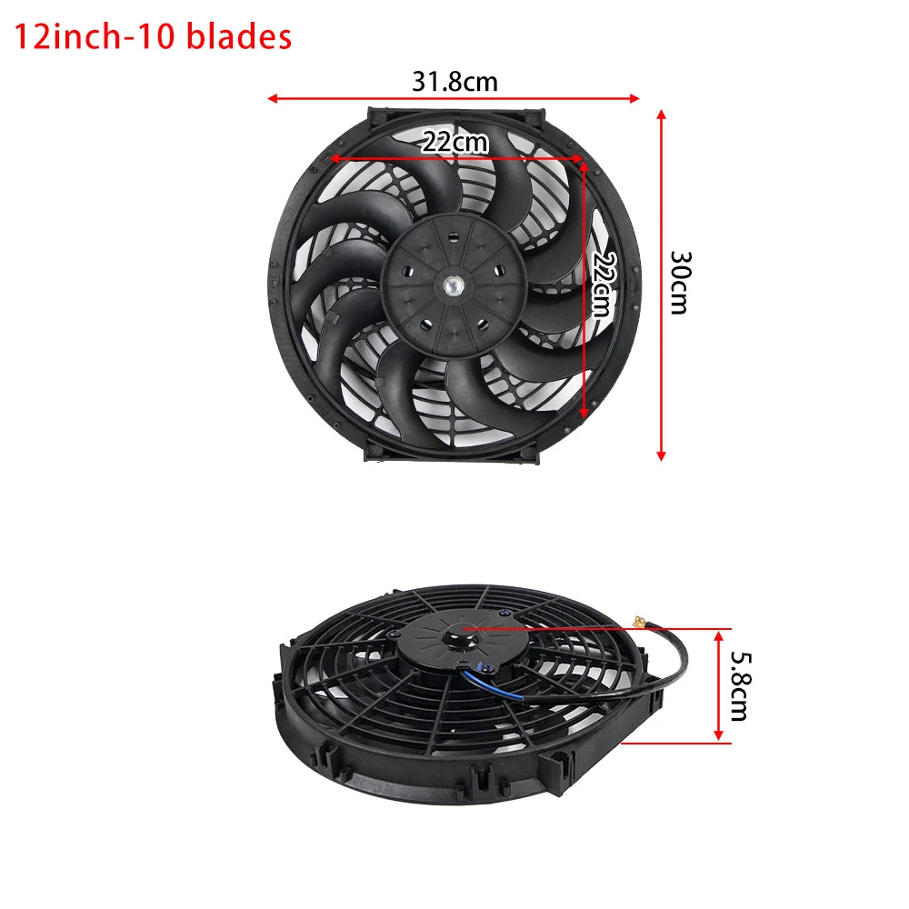 Universal 7/9/10/12/14/16 Inches 12V 80W 2100RPM Car Air Conditioning Electronic Radiator Cooling Fan Blade Electric Cool Kit