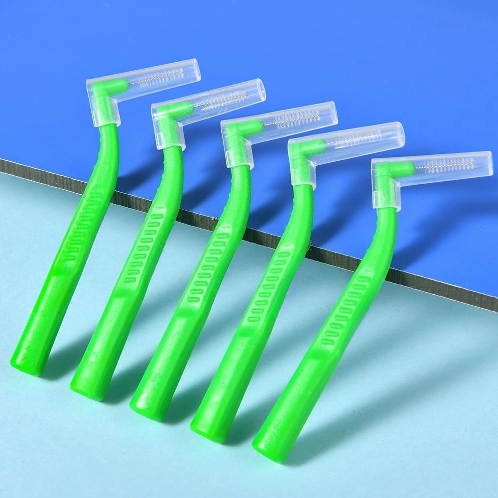 100pcs L-Shape Interdental Brush Wire Orthodontic Interdental Brush Orthodontic Toothbrush Soft Bristle Oral Care