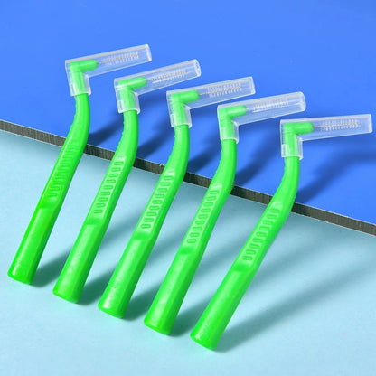 100pcs L-Shape Interdental Brush Wire Orthodontic Interdental Brush Orthodontic Toothbrush Soft Bristle Oral Care