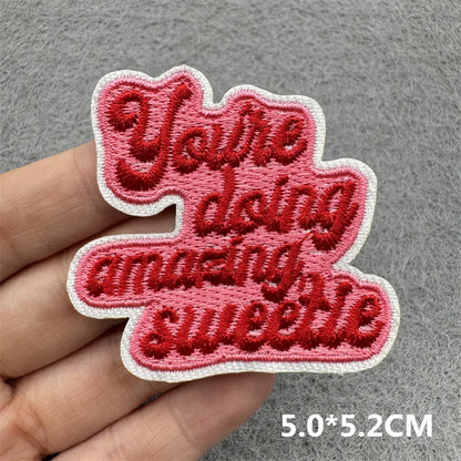 Cartoon Embroidered Patches For Clothing Slogan Letters Embroidery Patch For Clothes Iron On Patches On Clothes Jackets DIY