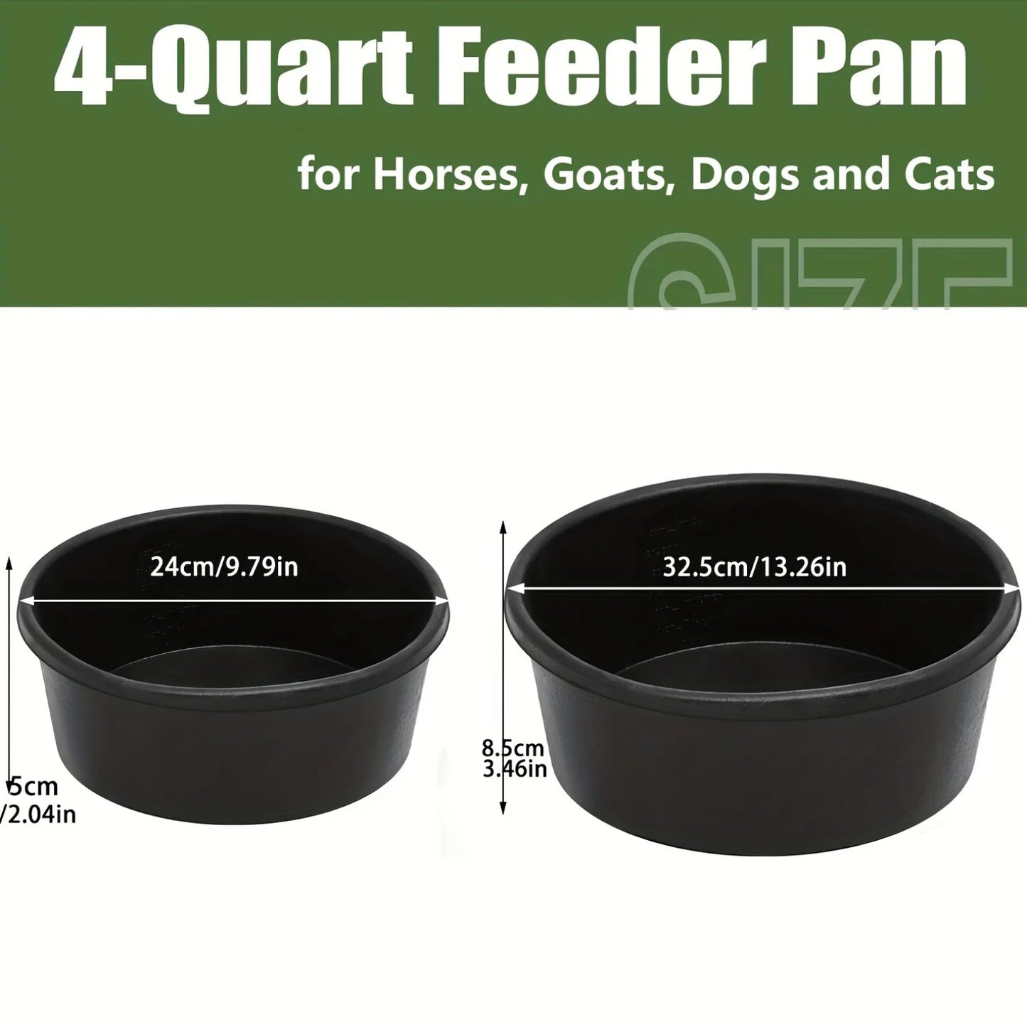 2Pcs Rubber Feeder Pan, 3 Gallon Rubber Horse Feed Pan Rubber Dog Bowl Pig Feeder Large Utility Feed Bucket for Goats Horses