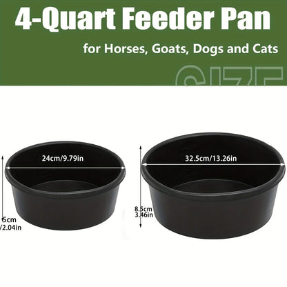 2Pcs Rubber Feeder Pan, 3 Gallon Rubber Horse Feed Pan Rubber Dog Bowl Pig Feeder Large Utility Feed Bucket for Goats Horses
