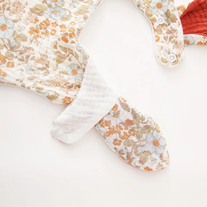 Baby Cotton Crepe Bandana, Rabbit Ears Wavy Edge Drool Bib, Soft Absorbent, Newborn Anti-Drool Bib, Multi-Purpose