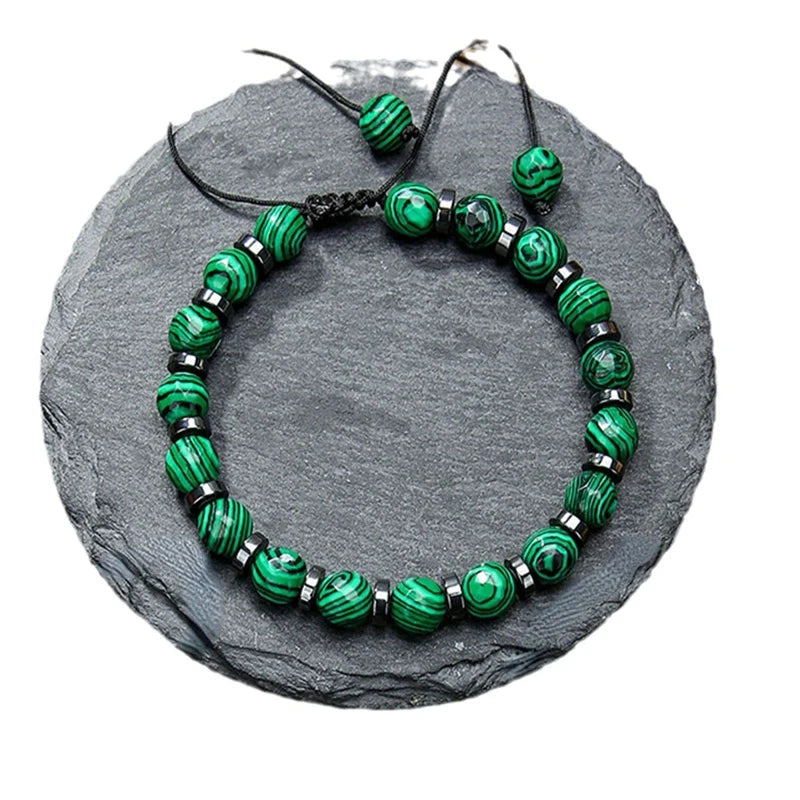 4 Styles Fashionable Malachite Bracelet, Natural Stone Beads Bracelet for Men and Women Valentine's Day Gift