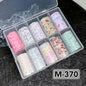 10 Rolls New Design Fresh Nail Foils for Transfer Paper Sticker Plaid Sliders Denim Nails Wraps DIY Bowknot Nail Art Decorations
