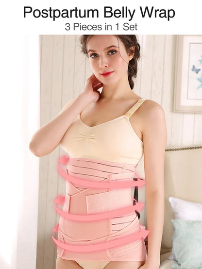 3In1 Corset Postpartum Band Pregnant Women Tummy Belly Peis Belt Wrap Waist Trainer Recovery Bandage Strap Body Shaper