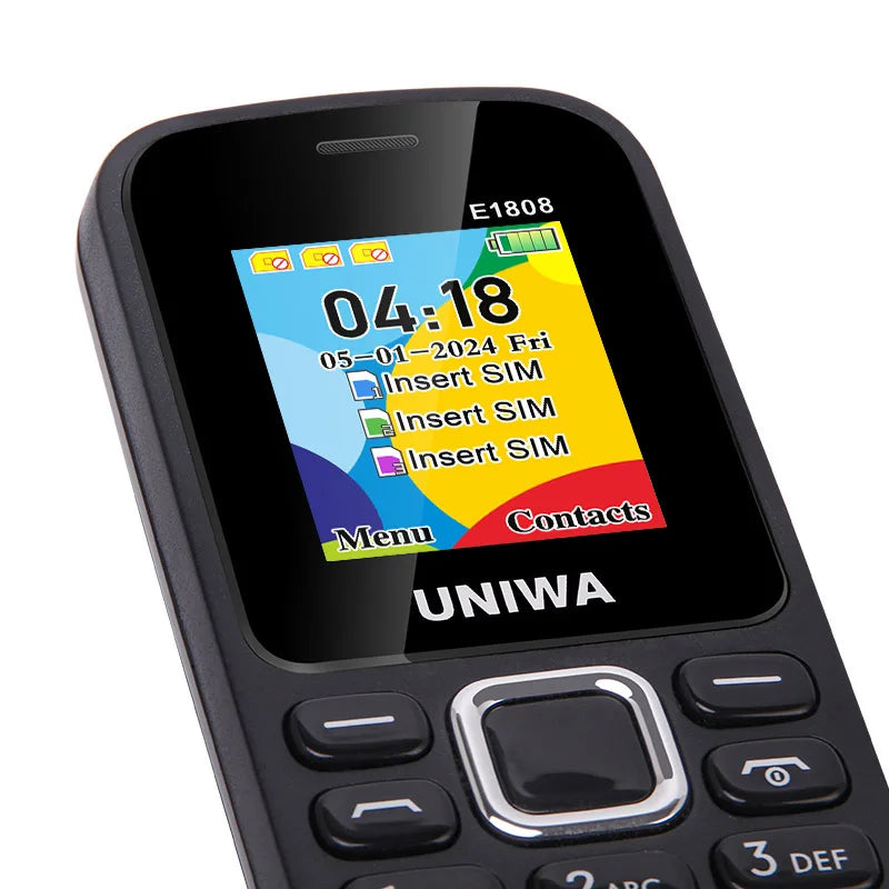 UNIWA E1808 2GKeypad Feature Phone 1.77” Push Button 800mAh Telephone for Senior Elder Wireless Radio GSM Bluetooth Mobile Phone