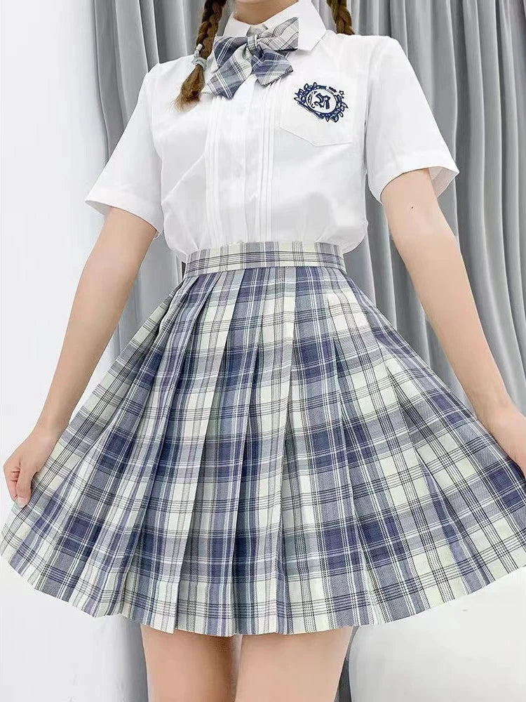 JMPRS Plaid Women Pleated Skirt Bow Knot Summer High Waist Preppy Girls Dance Mini Skirt Cute A Line Harajuku Sexy Japan Faldas